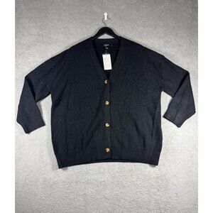 Automet Black Button-Up Knit Cardigan Sweater Large Womens Viscose Blend